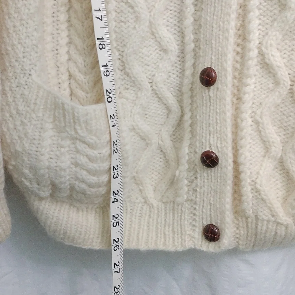 Antartex Woll Cream Cable Knit Cardigan - Picture 7 of 7